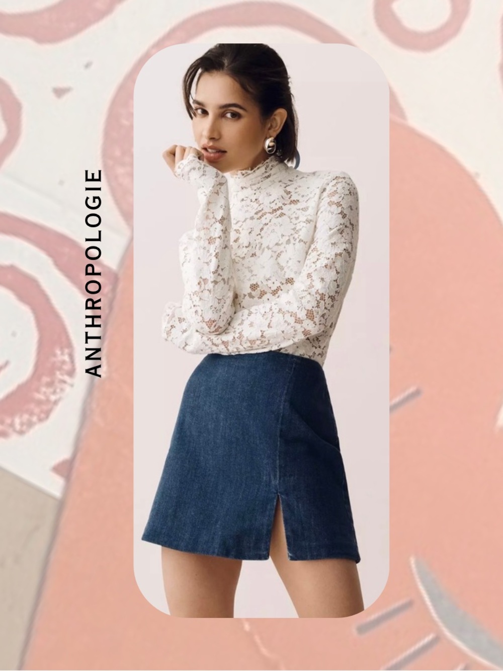Anthropologie Side-Slit Denim Mini Skirt